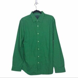 Gap Factory Green Classic Fit Long Sleeve Check Button Up Shirt